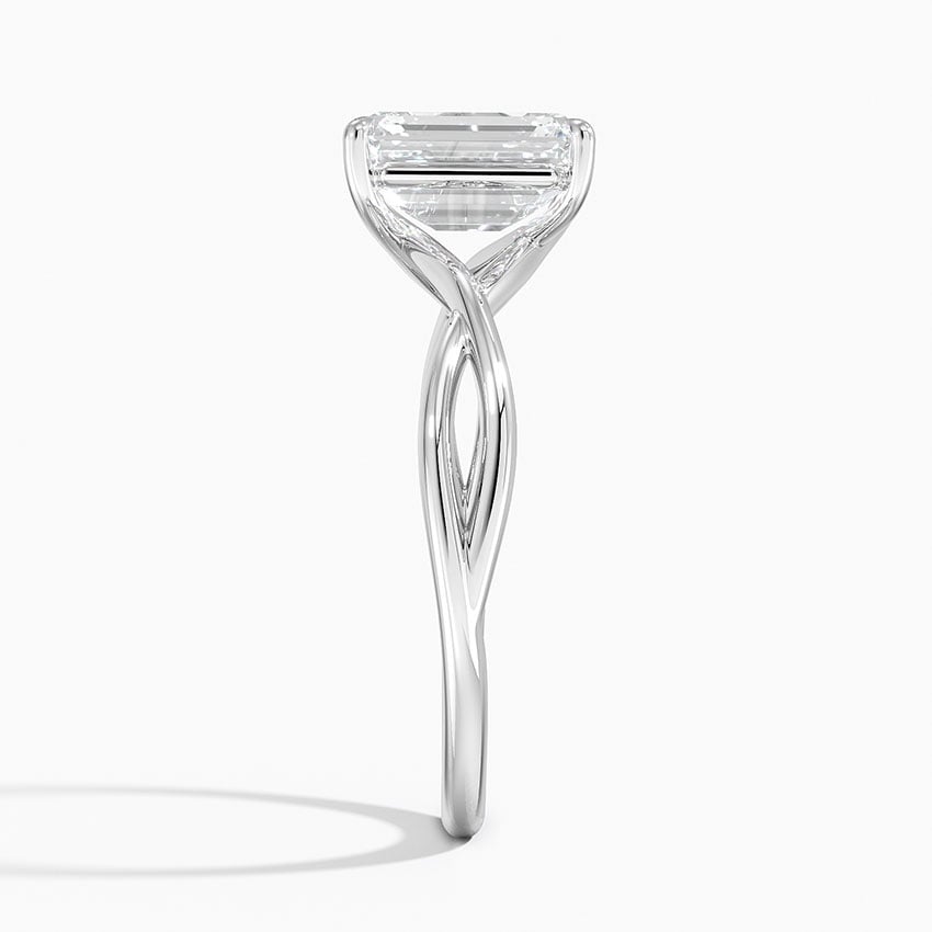 IGI Certified Lab Grown Diamond Engagement Ring Emerald Brilliant Solitaire Ring With Infinity Twist Open Shank - Image 3