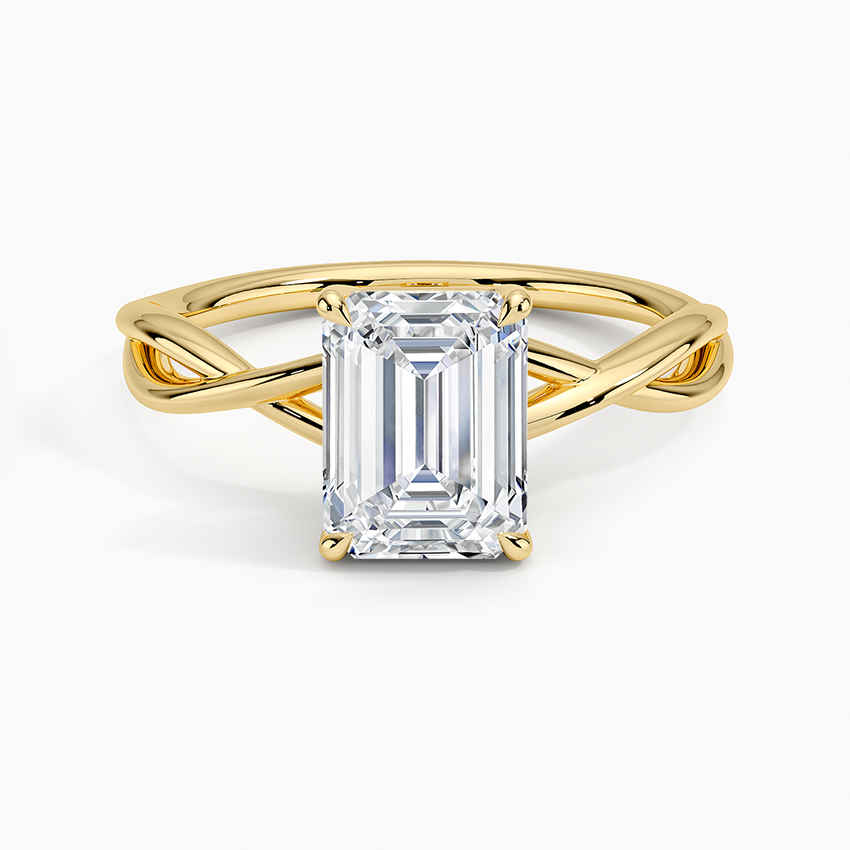 IGI Certified Lab Grown Diamond Engagement Ring Emerald Brilliant Solitaire Ring With Infinity Twist Open Shank - Image 4
