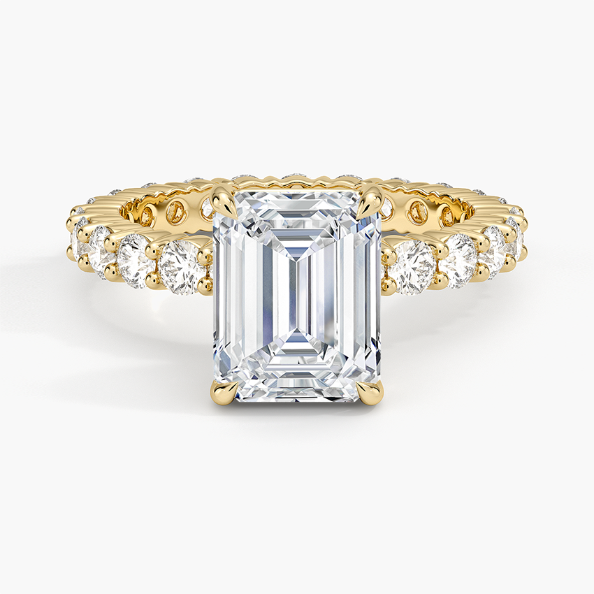 IGI Certified Lab Grown Diamond Engagement Ring Emerald Brilliant Full Eternity Pavé Ring - Image 4