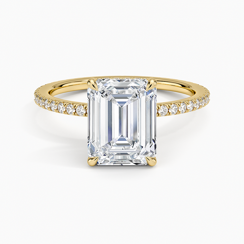 IGI Certified Lab Grown Diamond Engagement Ring Emerald Brilliant Hidden Halo Full Eternity Pavé Ring - Image 4