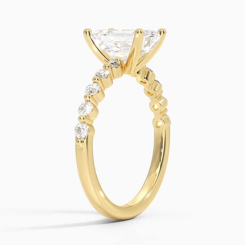 IGI Certified Lab Grown Diamond Engagement Ring Emerald Brilliant Graduated Side Stone Ring - Image 5