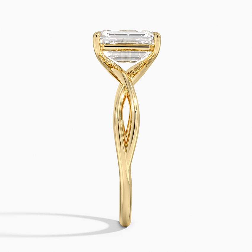 IGI Certified Lab Grown Diamond Engagement Ring Emerald Brilliant Solitaire Ring With Infinity Twist Open Shank - Image 6