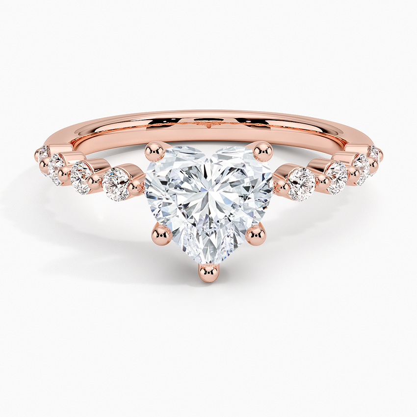 IGI Certified Lab Grown Diamond Engagement Ring Heart Brilliant Graduated Side Stone Ring - Image 7