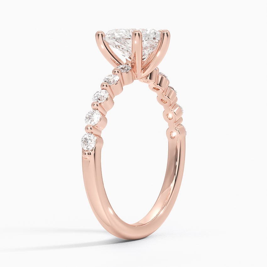 IGI Certified Lab Grown Diamond Engagement Ring Heart Brilliant Graduated Side Stone Ring - Image 8