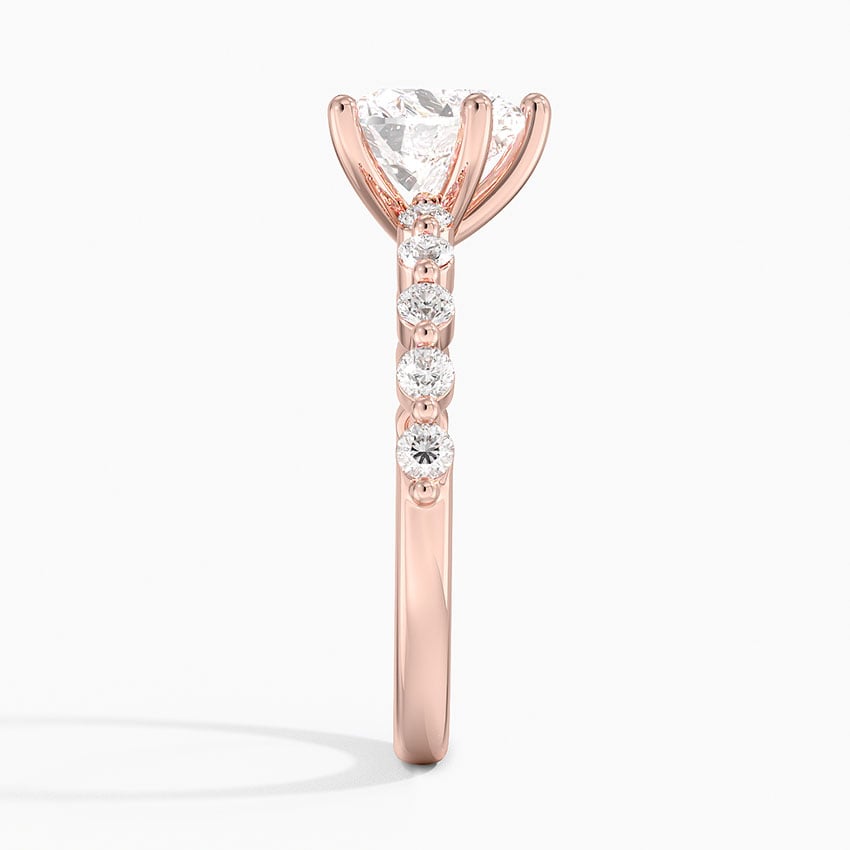 IGI Certified Lab Grown Diamond Engagement Ring Heart Brilliant Graduated Side Stone Ring - Image 9
