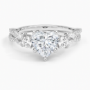 IGI Certified Lab Grown Diamond Engagement Ring Heart Brilliant Three Stone Ring With Marquise Accent Diamond and Pavé Twist Shank