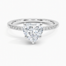 IGI Certified Lab Grown Diamond Engagement Ring Heart Brilliant Ring With Hidden Halo and Pavé Cathedral