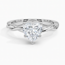 IGI Certified Lab Grown Diamond Engagement Ring Heart Brilliant Hidden Halo Twisted Shank Solitaire Ring