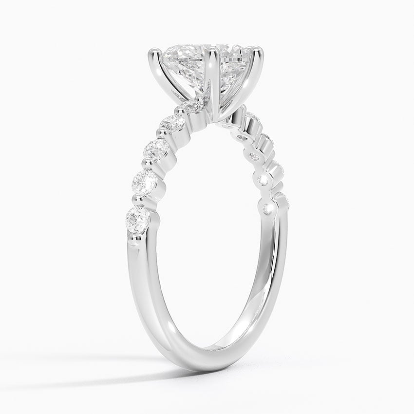 IGI Certified Lab Grown Diamond Engagement Ring Heart Brilliant Graduated Side Stone Ring - Image 2