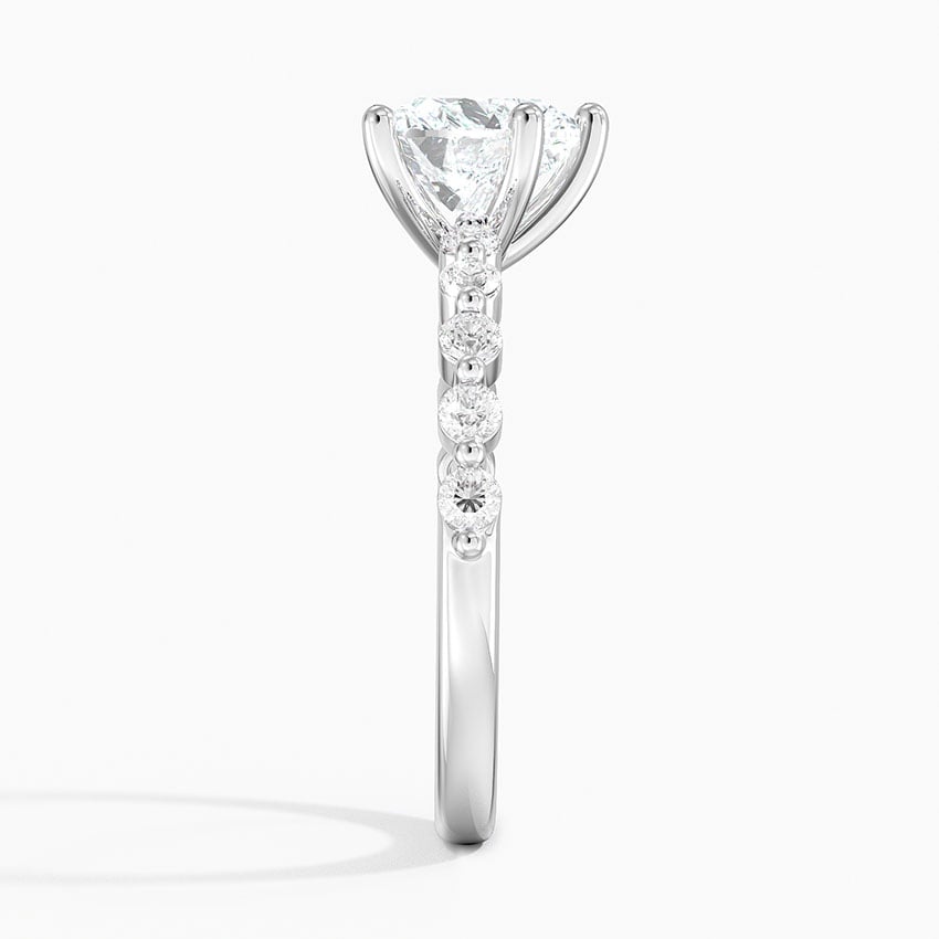 IGI Certified Lab Grown Diamond Engagement Ring Heart Brilliant Graduated Side Stone Ring - Image 3