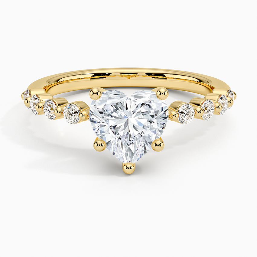 IGI Certified Lab Grown Diamond Engagement Ring Heart Brilliant Graduated Side Stone Ring - Image 4
