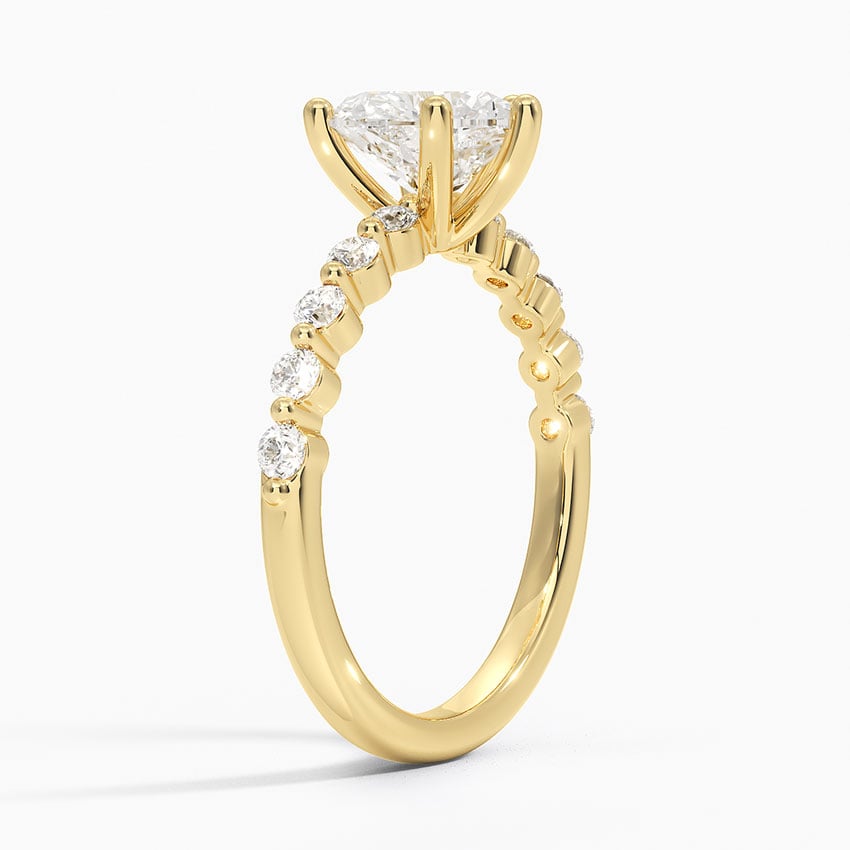 IGI Certified Lab Grown Diamond Engagement Ring Heart Brilliant Graduated Side Stone Ring - Image 5