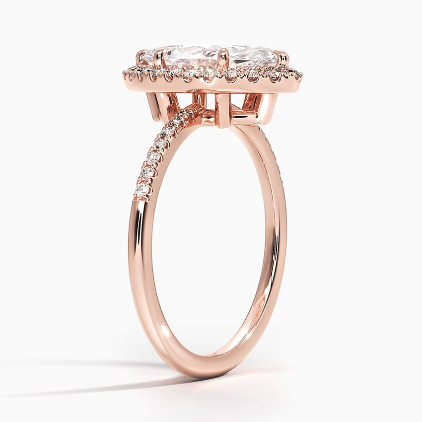 IGI Certified Lab Grown Diamond Engagement Ring Marquise Brilliant Pavé Halo Ring - Image 8