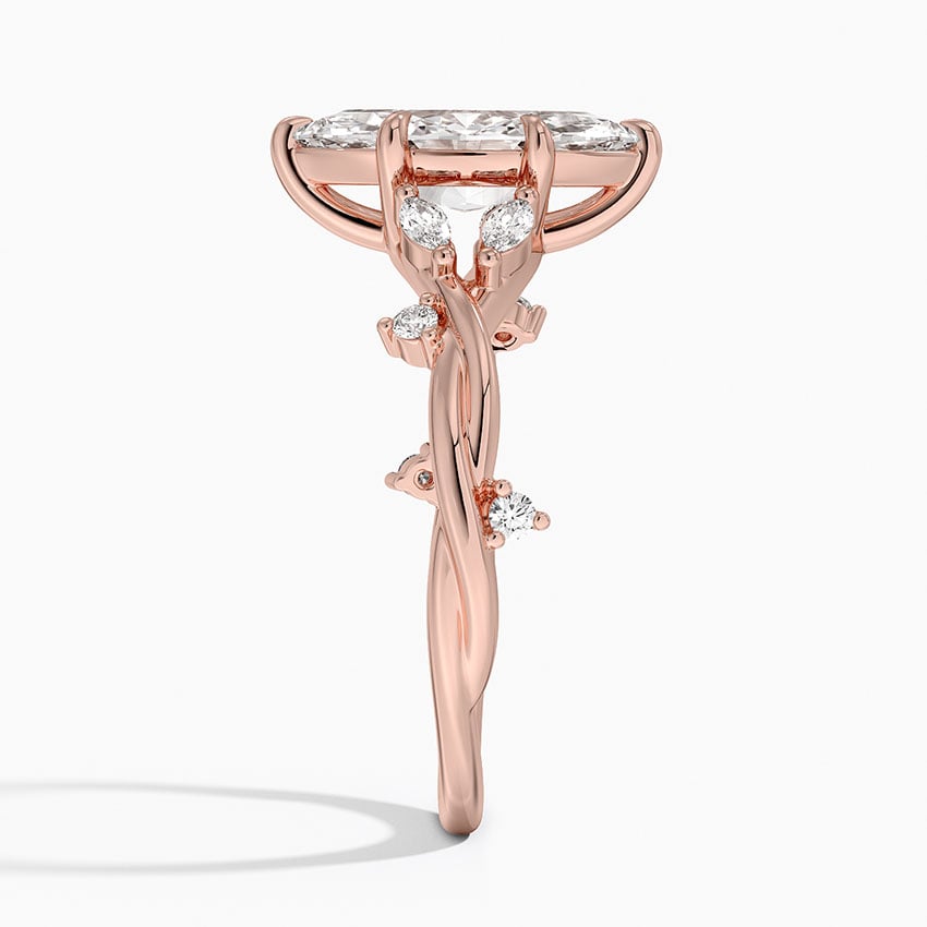 IGI Certified Lab Grown Diamond Engagement Ring Marquise Brilliant With Nature-Inspired Twist Band Ring - Image 9