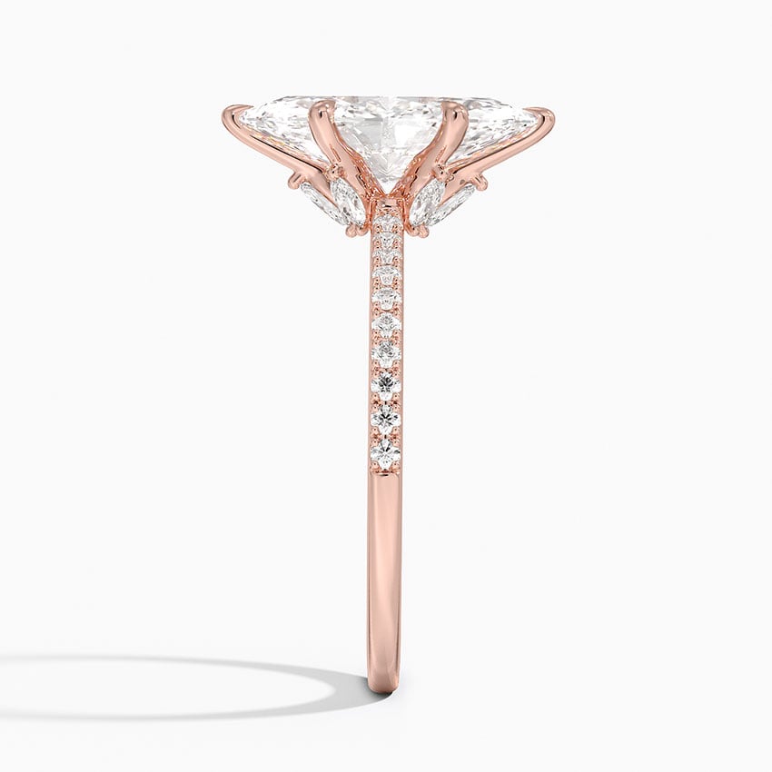 IGI Certified Lab Grown Diamond Engagement Ring Marquise Brilliant Ring With Hidden Marquise and Pavé Band - Image 9