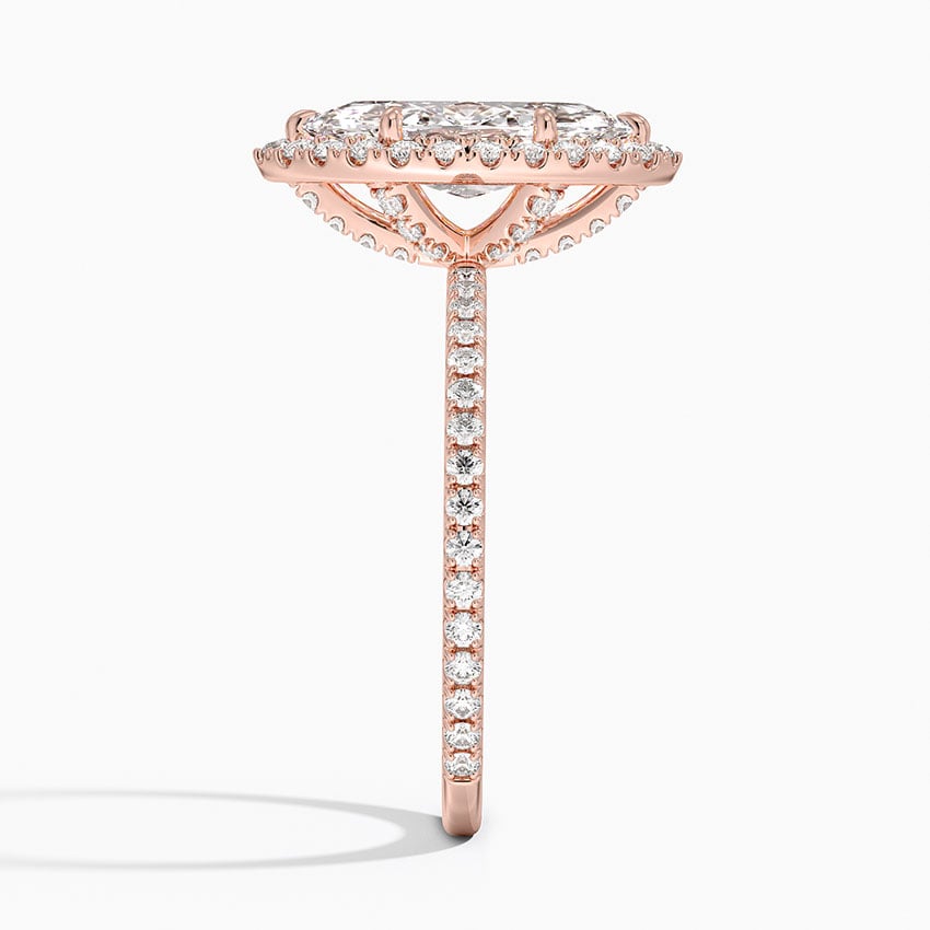 IGI Certified Lab Grown Diamond Engagement Ring Marquise Brilliant Halo With Hidden Halo And Pavé Band Ring - Image 9