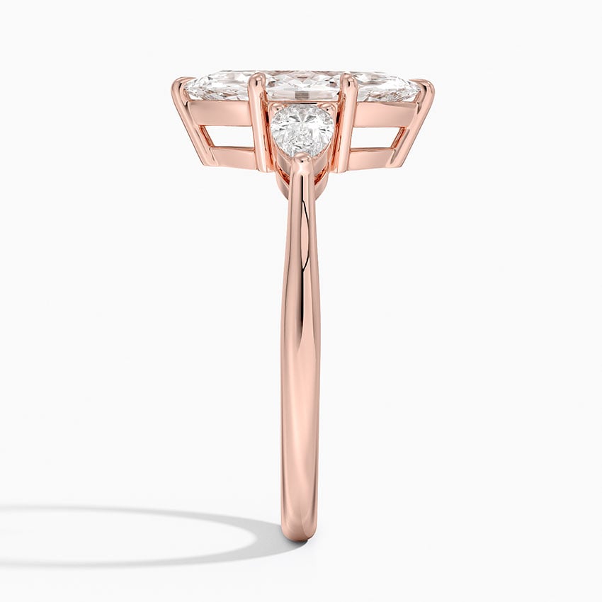 IGI Certified Lab Grown Diamond Engagement Ring Marquise Brilliant Three Stone Ring With Pear Side Diamonds - Image 9