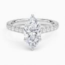 IGI Certified Lab Grown Diamond Engagement Ring Marquise Brilliant French Pavé Ring