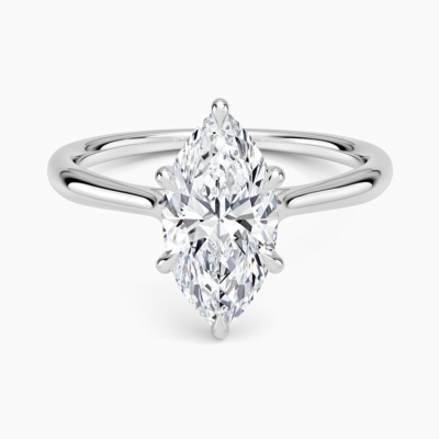 IGI Certified Lab Grown Diamond Engagement Ring Marquise Brilliant Twisted Solitaire Ring