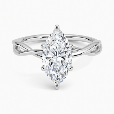 IGI Certified Lab Grown Diamond Engagement Ring Marquise Brilliant Solitaire Ring With Infinity Twist Open Shank