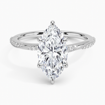 IGI Certified Lab Grown Diamond Engagement Ring Marquise Brilliant Cut Ring With Marquise Accent Side Stones