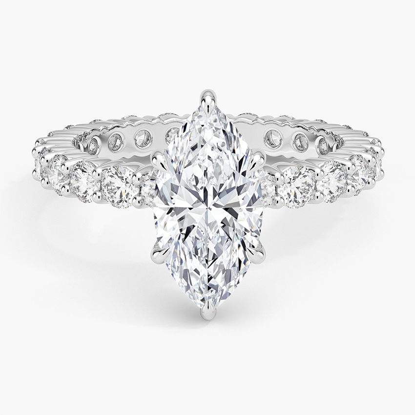IGI Certified Lab Grown Diamond Engagement Ring Marquise Brilliant Full Eternity Pavé Ring