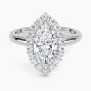 IGI Certified Lab Grown Diamond Engagement Ring Marquise Brilliant Halo Ring