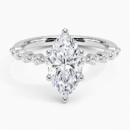 IGI Certified Lab Grown Diamond Engagement Ring Marquise Brilliant Graduated Side Stone Ring