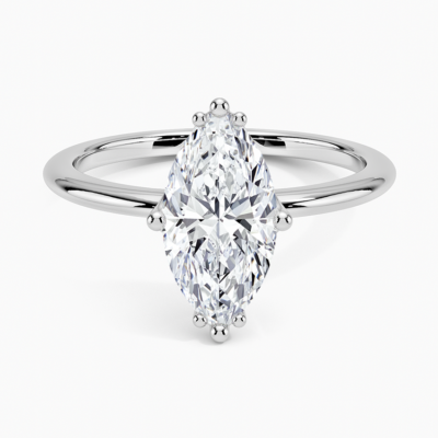 IGI Certified Lab Grown Diamond Engagement Ring Marquise Brilliant Tulip Prong Solitaire Ring
