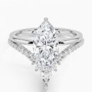 IGI Certified Lab Grown Diamond Engagement Ring Marquise Brilliant Diamond Ring with V-Shaped Pavé