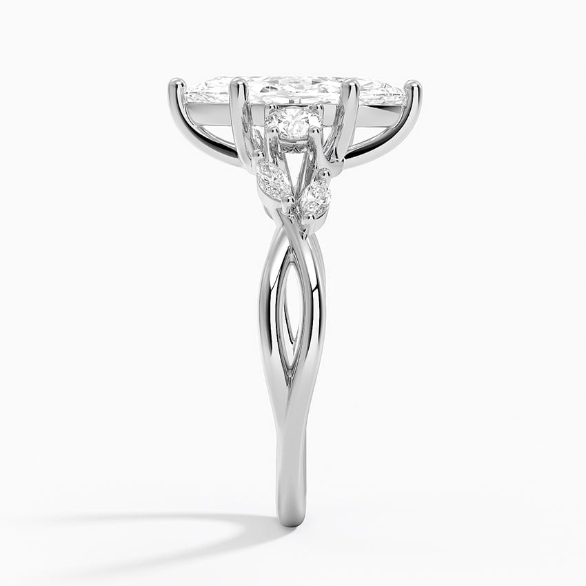 IGI Certified Lab Grown Diamond Engagement Ring Marquise Brilliant Three Stone Twist Shank Ring With Marquise Accent Diamond - Image 3