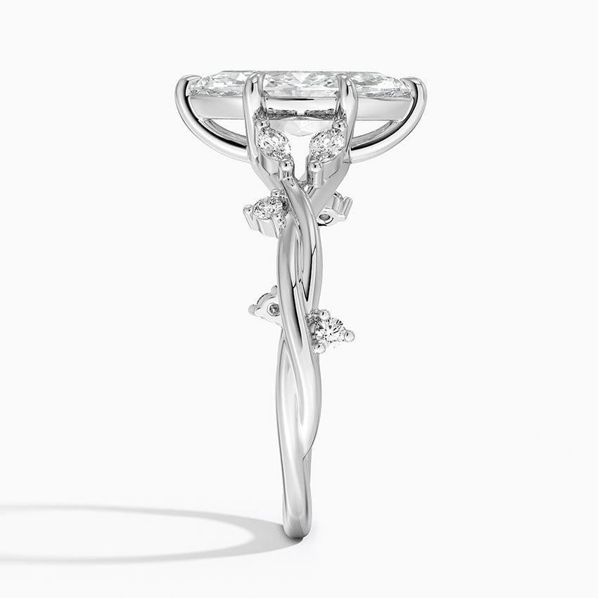 IGI Certified Lab Grown Diamond Engagement Ring Marquise Brilliant With Nature-Inspired Twist Band Ring - Image 3