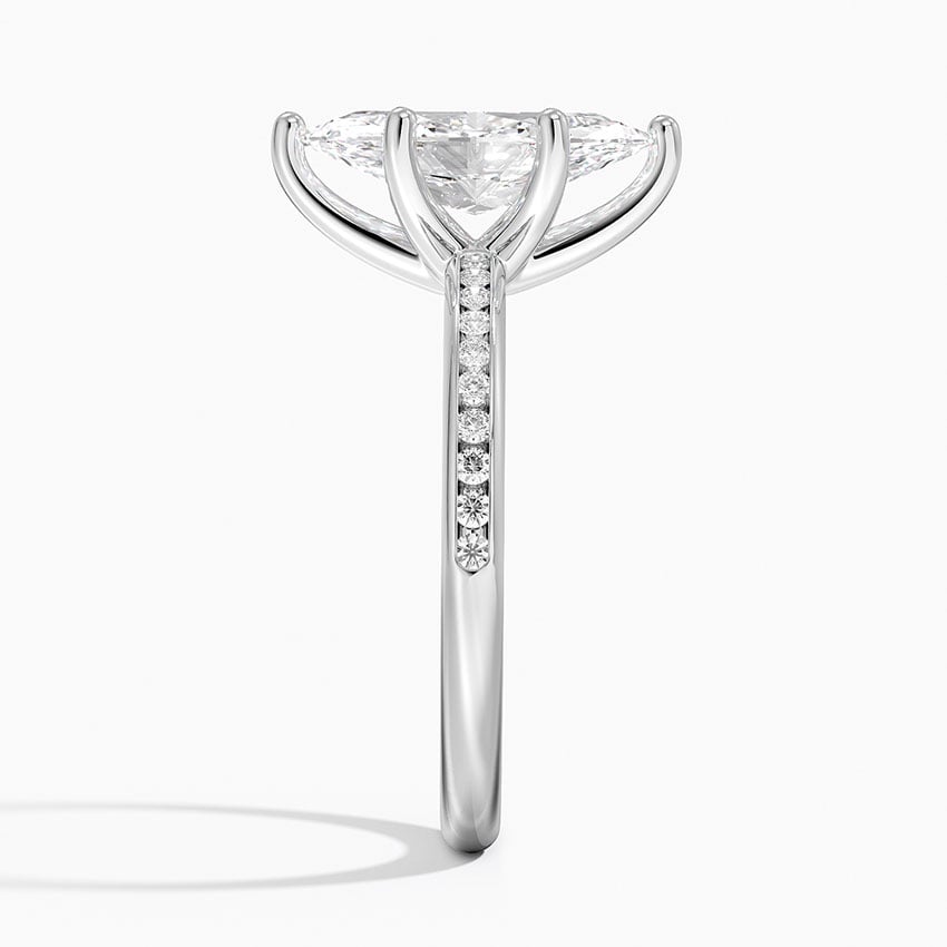 IGI Certified Lab Grown Diamond Engagement Ring Marquise Brilliant Cut With Pavé Shank Ring - Image 3