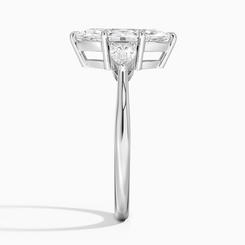 IGI Certified Lab Grown Diamond Engagement Ring Marquise Brilliant Three Stone Ring With Pear Side Diamonds - Image 3