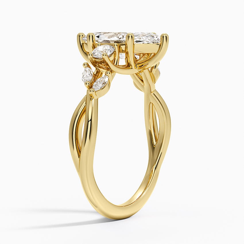 IGI Certified Lab Grown Diamond Engagement Ring Marquise Brilliant Three Stone Twist Shank Ring With Marquise Accent Diamond - Image 5