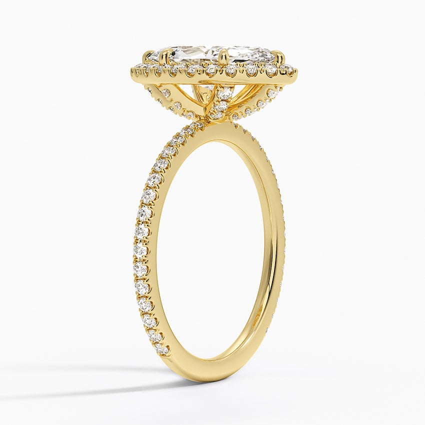 IGI Certified Lab Grown Diamond Engagement Ring Marquise Brilliant Halo With Hidden Halo And Pavé Band Ring - Image 5