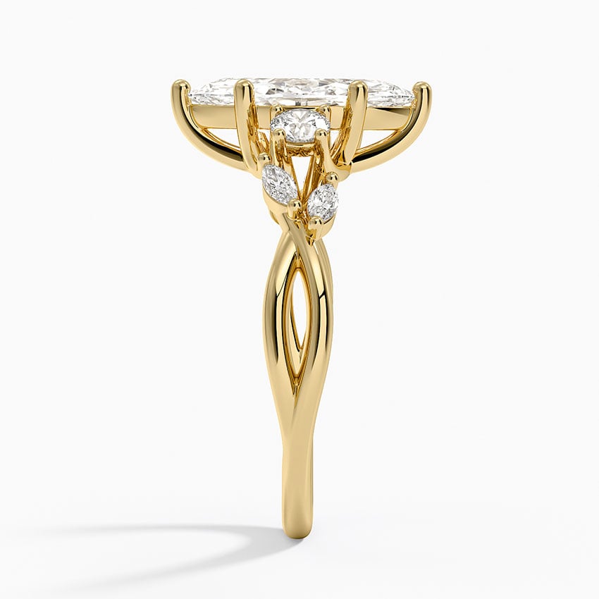 IGI Certified Lab Grown Diamond Engagement Ring Marquise Brilliant Three Stone Twist Shank Ring With Marquise Accent Diamond - Image 6