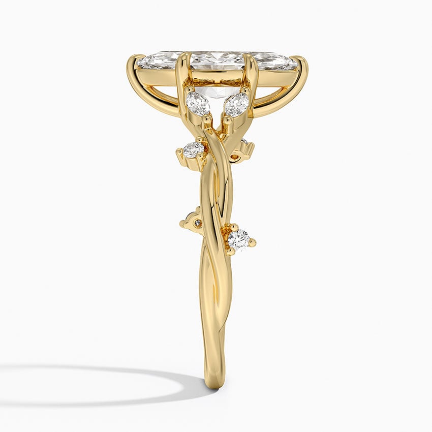 IGI Certified Lab Grown Diamond Engagement Ring Marquise Brilliant With Nature-Inspired Twist Band Ring - Image 6