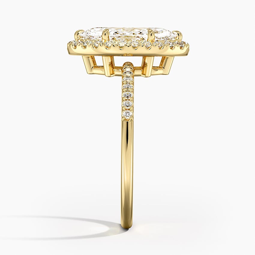 IGI Certified Lab Grown Diamond Engagement Ring Marquise Brilliant Pavé Halo Ring - Image 6