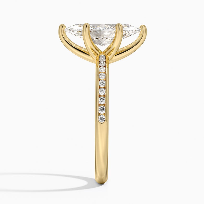 IGI Certified Lab Grown Diamond Engagement Ring Marquise Brilliant Cut With Pavé Shank Ring - Image 6