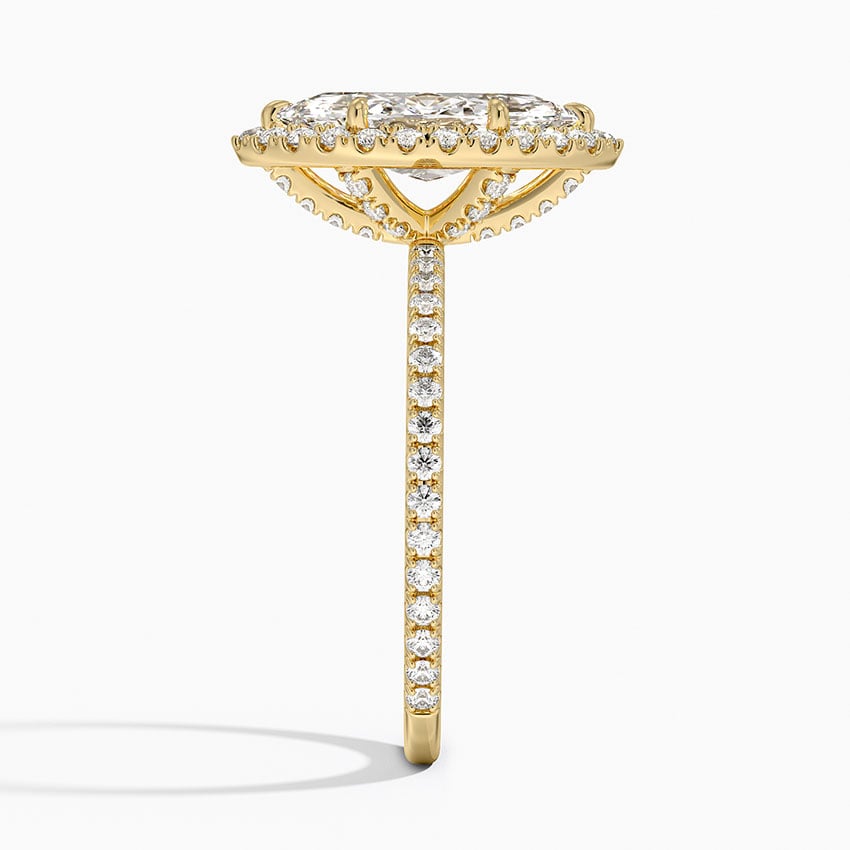 IGI Certified Lab Grown Diamond Engagement Ring Marquise Brilliant Halo With Hidden Halo And Pavé Band Ring - Image 6