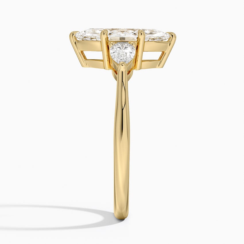 IGI Certified Lab Grown Diamond Engagement Ring Marquise Brilliant Three Stone Ring With Pear Side Diamonds - Image 6