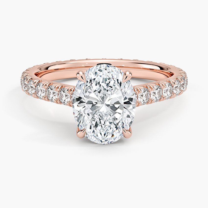 IGI Certified Lab Grown Diamond Engagement Ring Oval Brilliant French Pavé Ring - Image 7