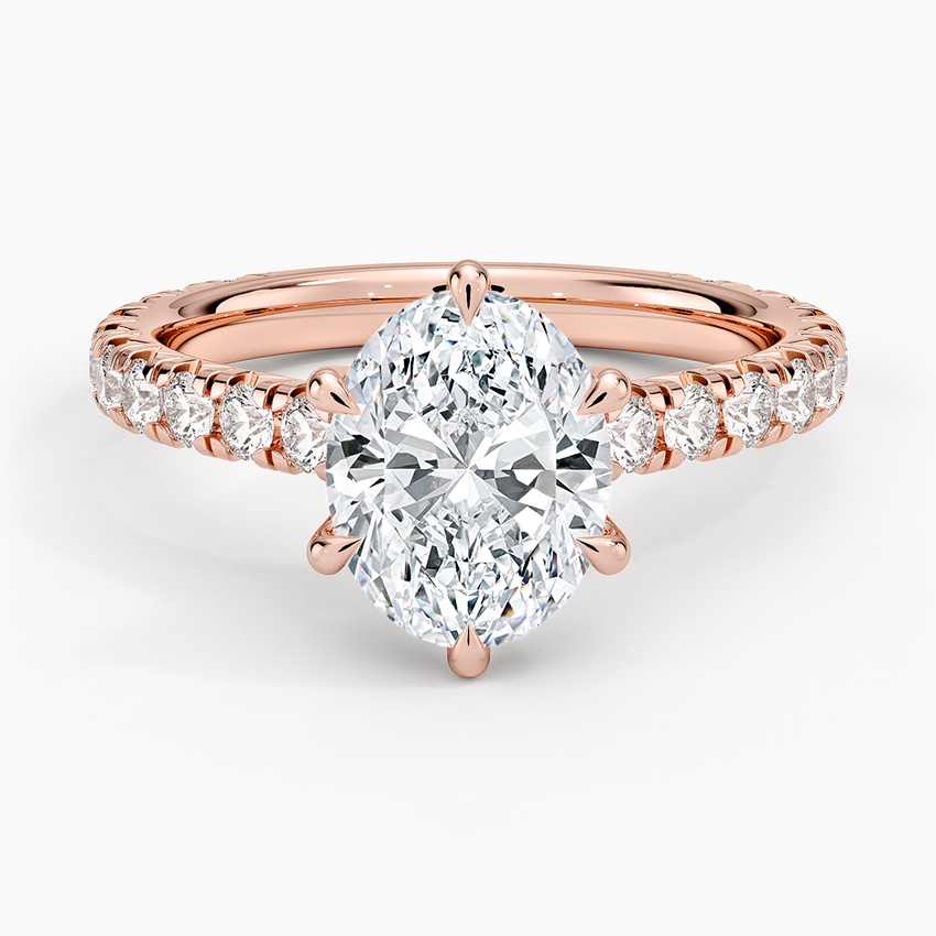 IGI Certified Lab Grown Diamond Engagement Ring Oval Brilliant Cut Pavé Cathedral Ring - Image 7