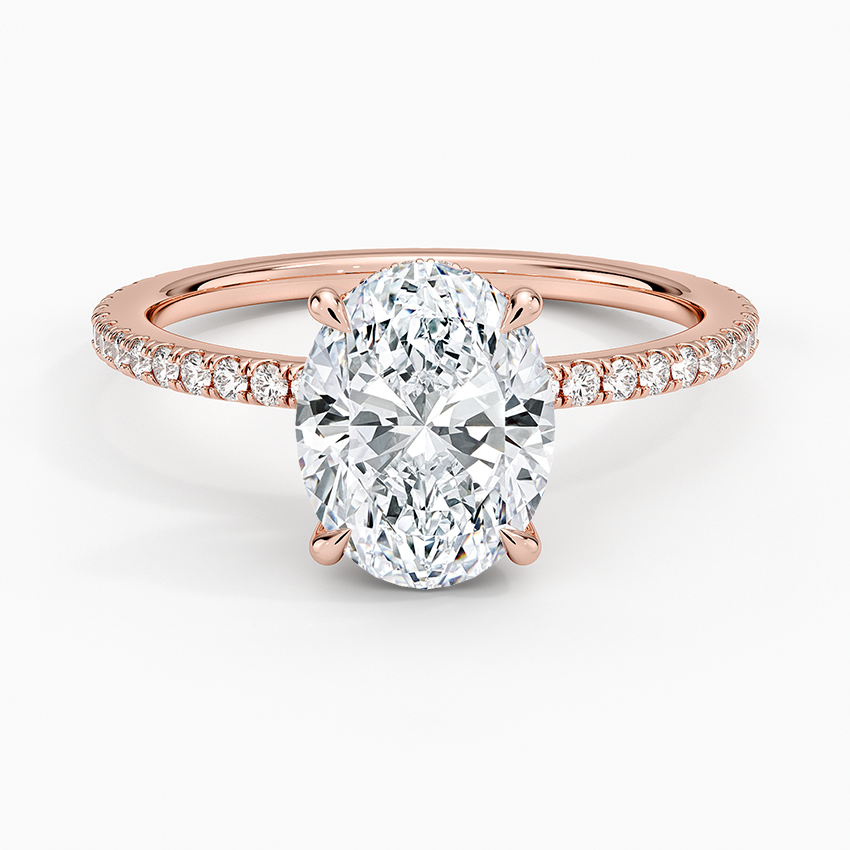 IGI Certified Lab Grown Diamond Engagement Ring Oval Brilliant Hidden Halo Full Eternity Pavé Ring - Image 7