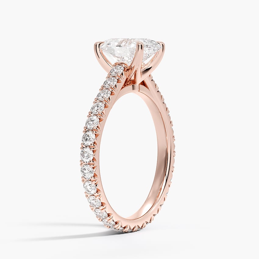 IGI Certified Lab Grown Diamond Engagement Ring Oval Brilliant French Pavé Ring - Image 8