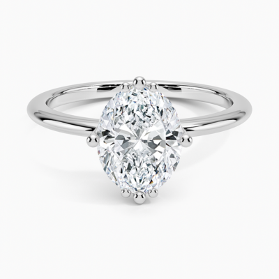 IGI Certified Lab Grown Diamond Engagement Ring Oval Brilliant Tulip Prong Solitaire Ring