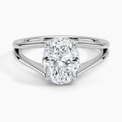 IGI Certified Lab Grown Diamond Engagement Ring Oval Brilliant Split Shank Solitaire Ring