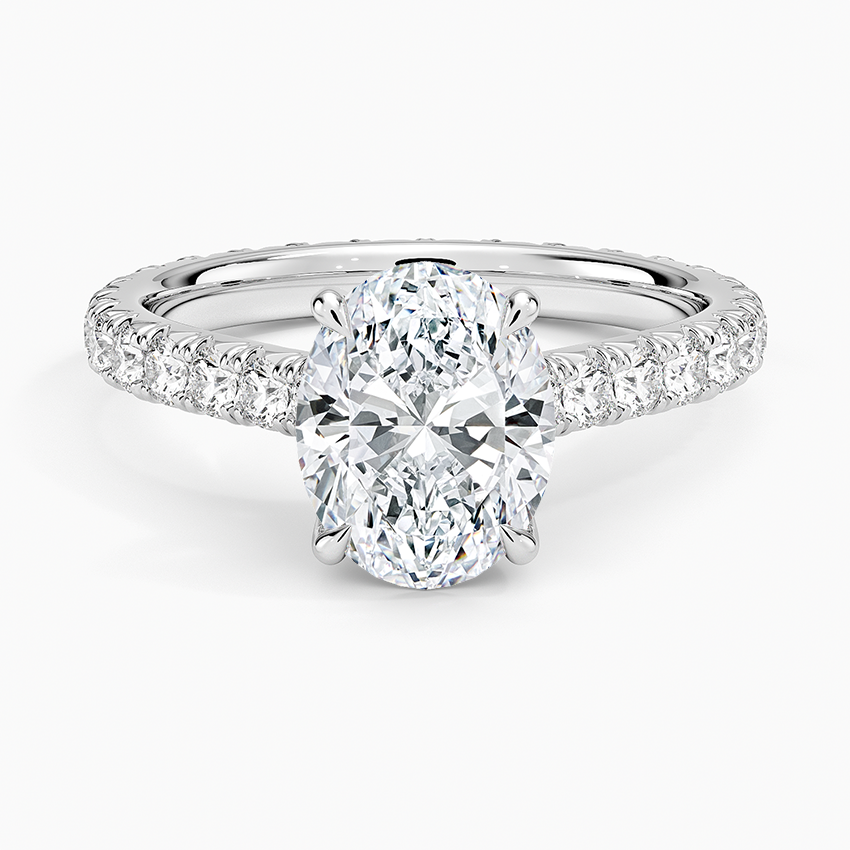 IGI Certified Lab Grown Diamond Engagement Ring Oval Brilliant French Pavé Ring