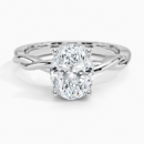 IGI Certified Lab Grown Diamond Engagement Ring Oval Brilliant Hidden Halo Twisted Shank Solitaire Ring